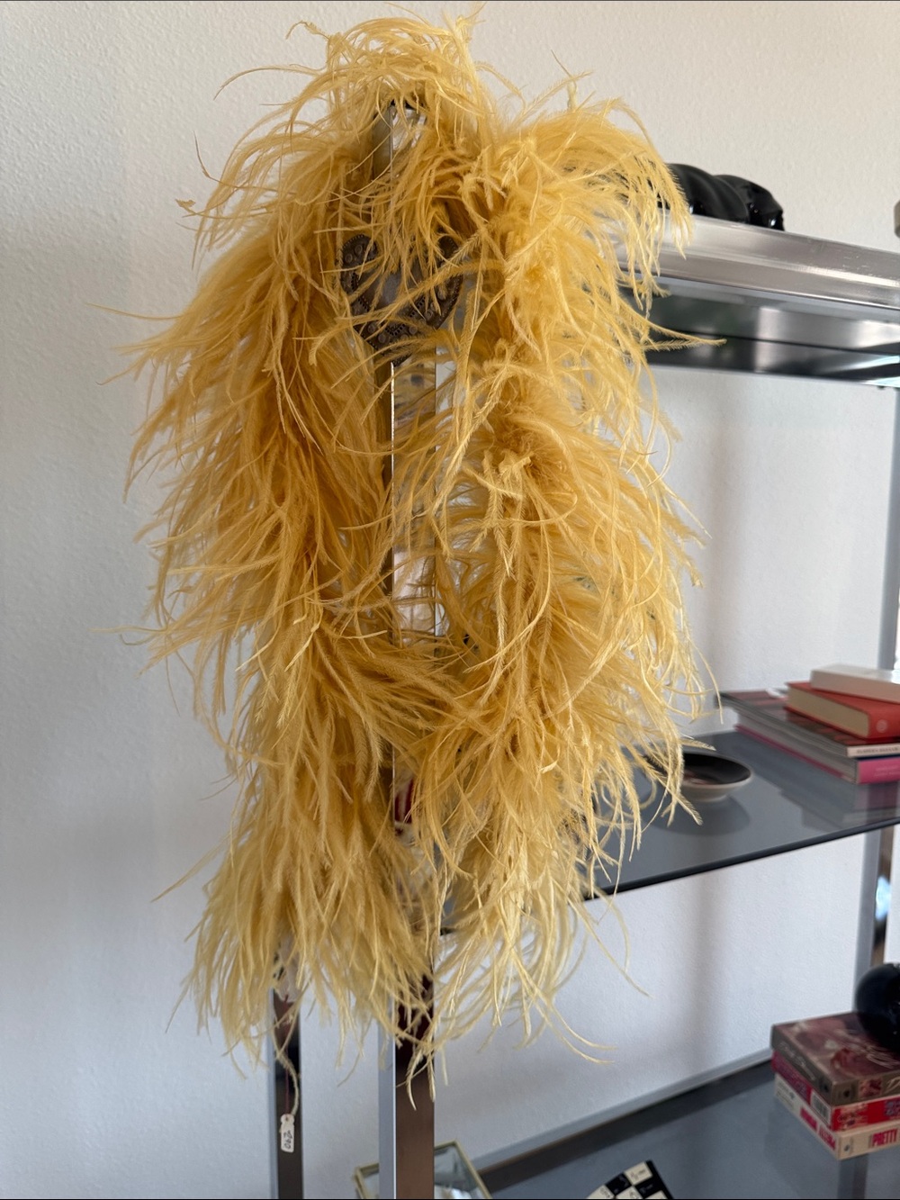 Vintage Yellow Ostrich Feather Boa Scarf